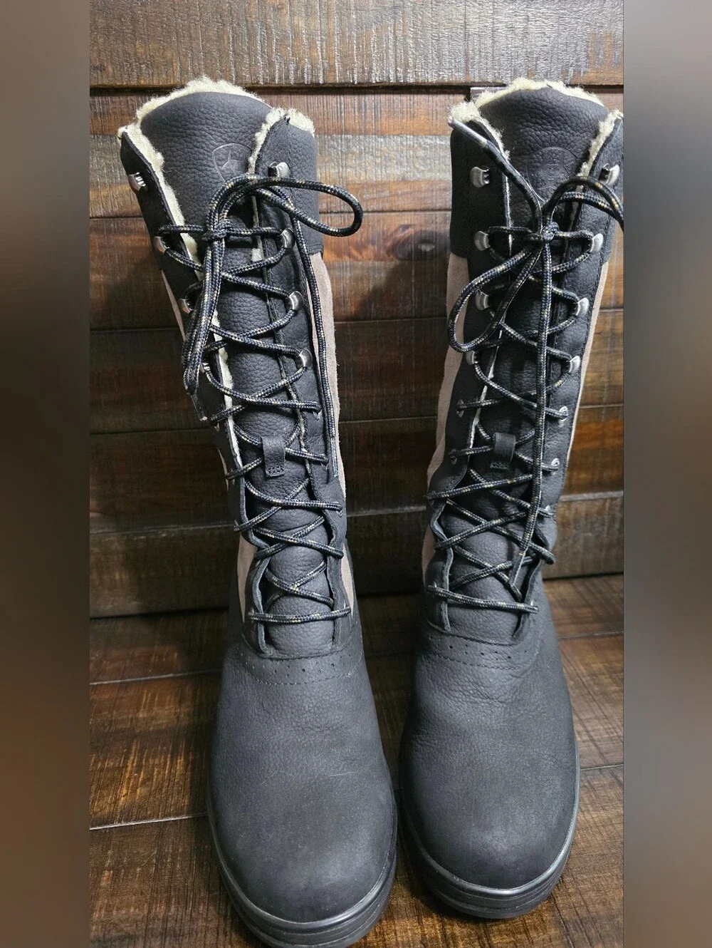 Ariat Wythburn H20 Insulated Boots Equestrian Riding Leather Black/Grey 7.5